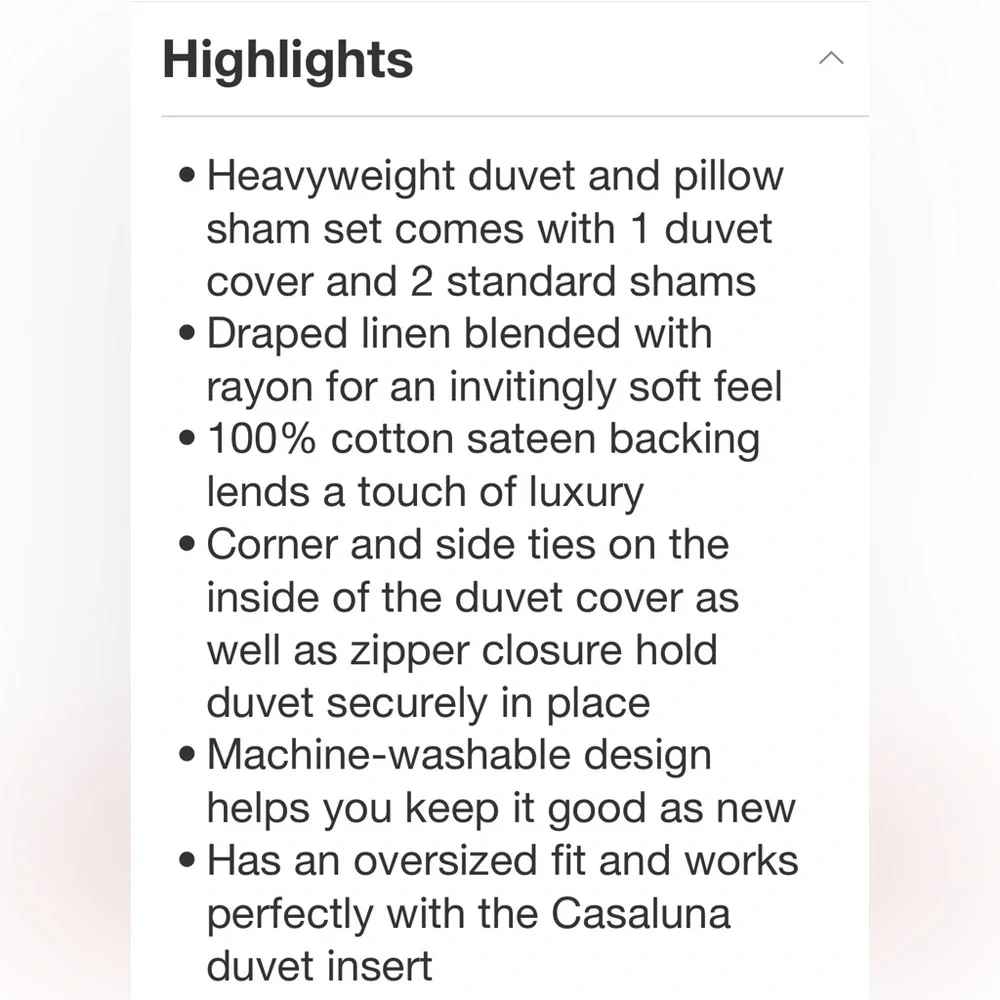 CASALUNA NWT 3pc heavyweight linen blend duvet & sham set -dark gray -full/queen